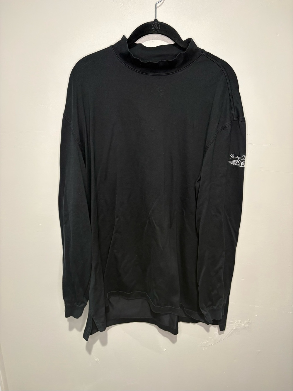 Straight Down Men’s XXL Black Mock Neck Long Sleeve Golf Shirt 100% Cotton